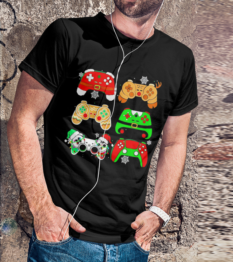 Santa Elf Gaming Controllers Christmas Gamer Holiday T-Shirt
