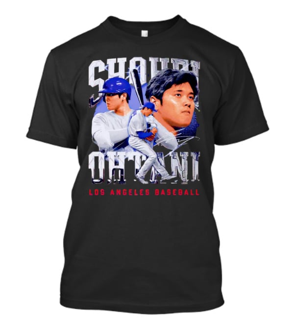 Shohei Ohtani Los Angeles Baseball Player Portrait And Action Scene T-Shirt