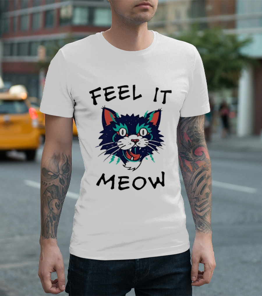 Feel It Meow Psychedelic Cat Vibes T-Shirt