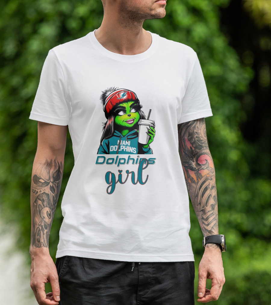 Miami Dolphins Grinch Drink Girl T-Shirt