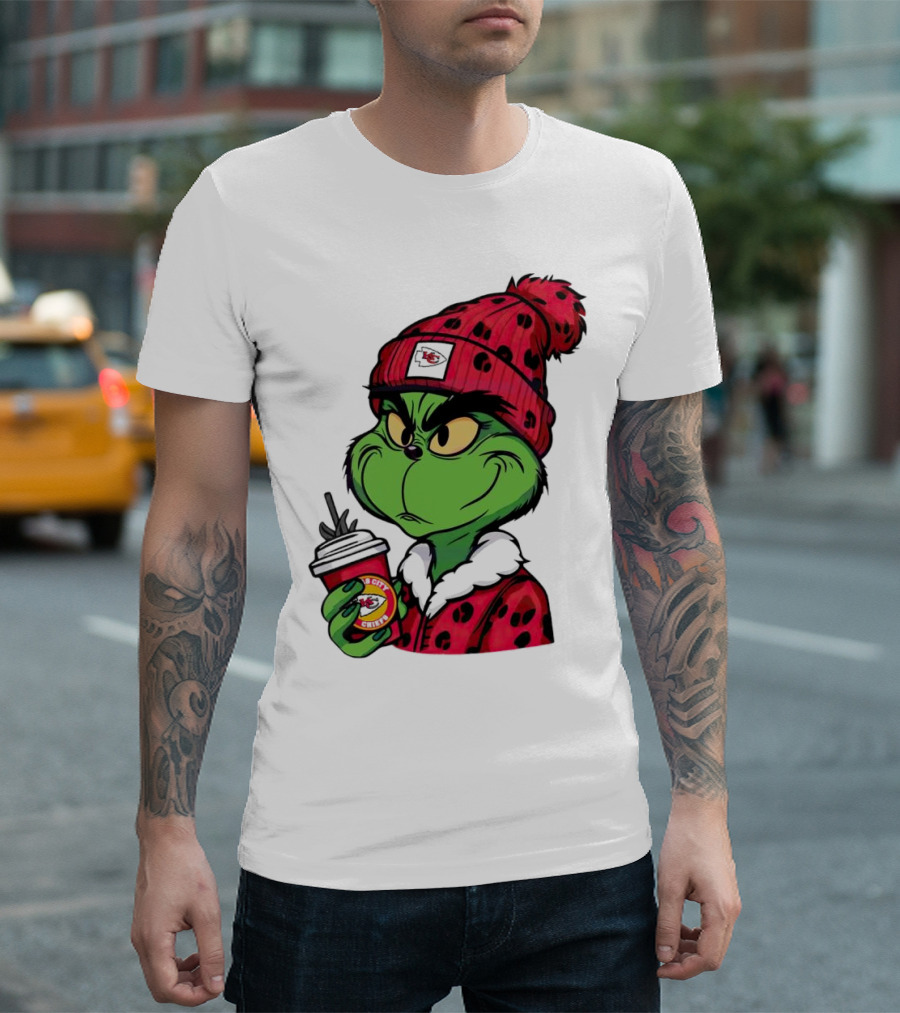 Grinch Kansas City Chiefs Leopard Print Coffee Cup T-Shirt