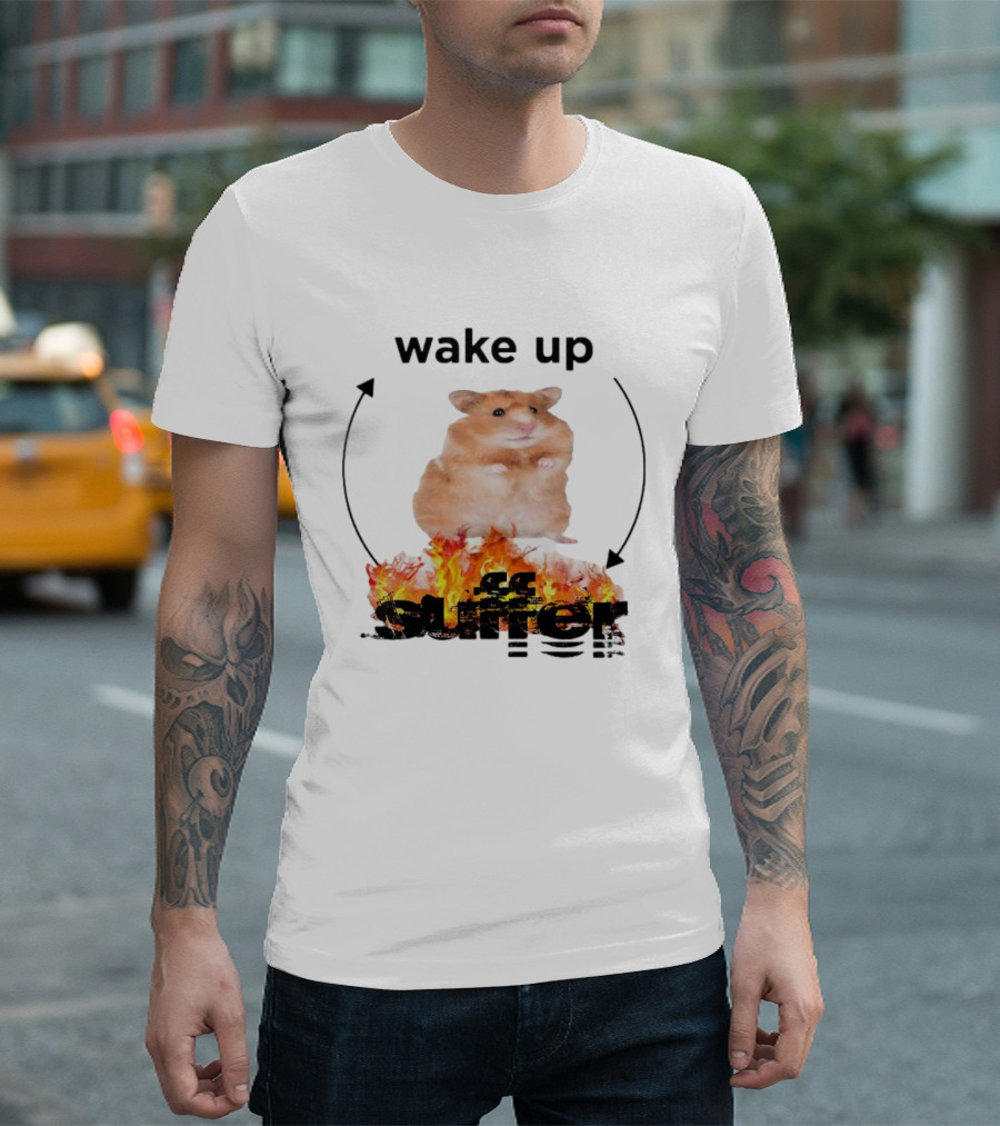 Wake Up Suffer Mouse Fire Cycle Humor T-Shirt