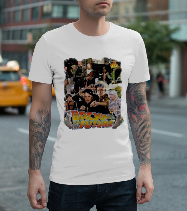 Back To The Future Movie Collage Iconic Characters And Scenes T-Shirt
