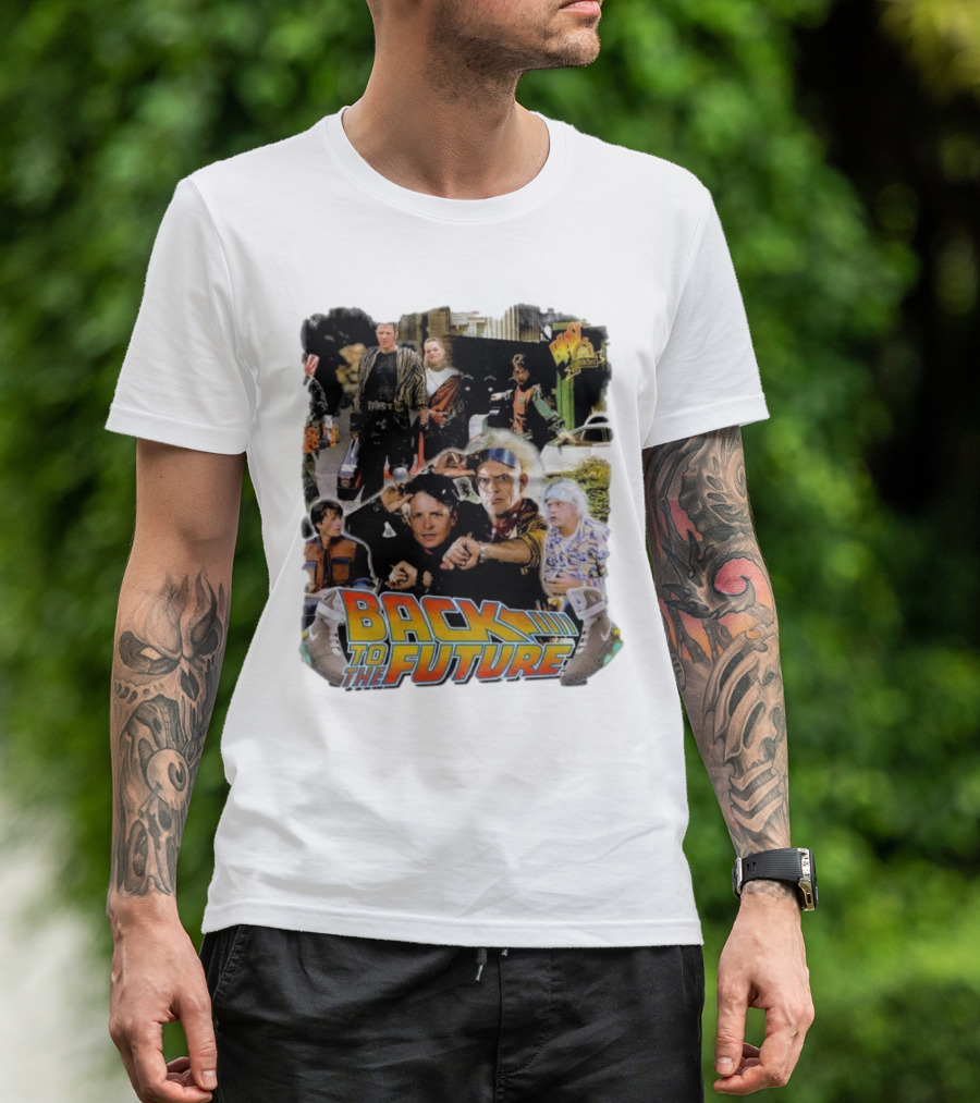 Back To The Future Movie Collage Iconic Characters And Scenes T-Shirt