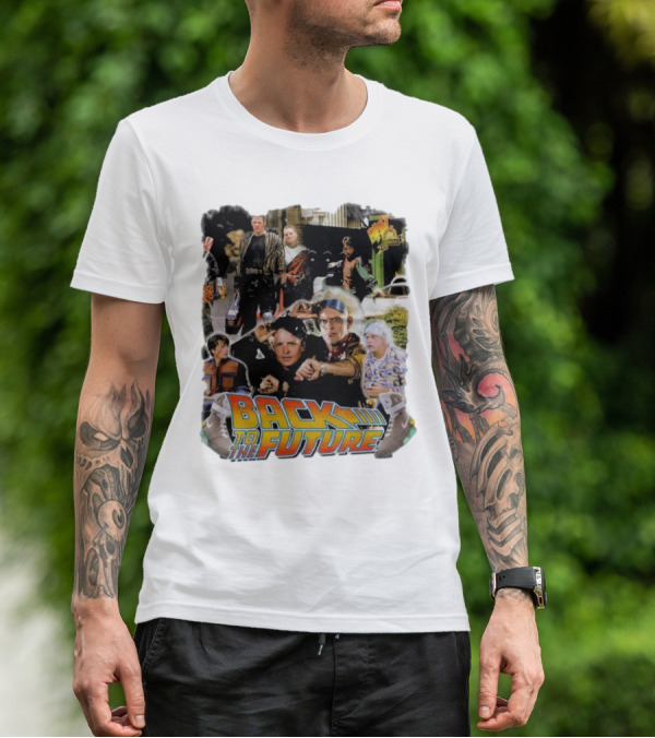 Back To The Future Movie Collage Iconic Characters And Scenes T-Shirt