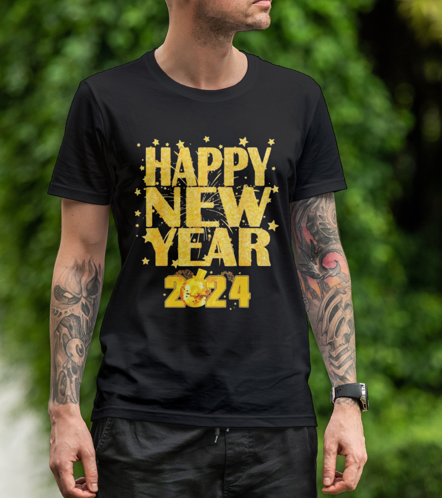 Happy New Year 2024 Fireworks Celebration Countdown Party T-Shirt