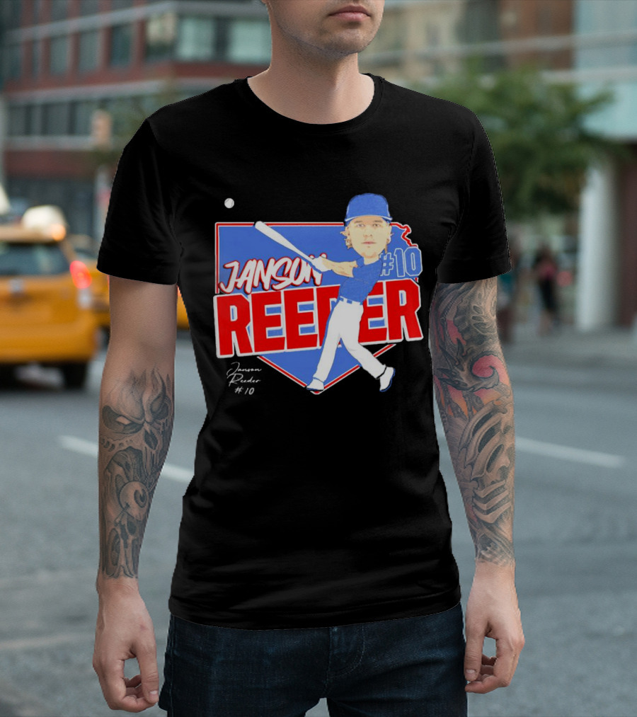 Janson Reeder #10 Baseball Cartoon Map Signature T-Shirt