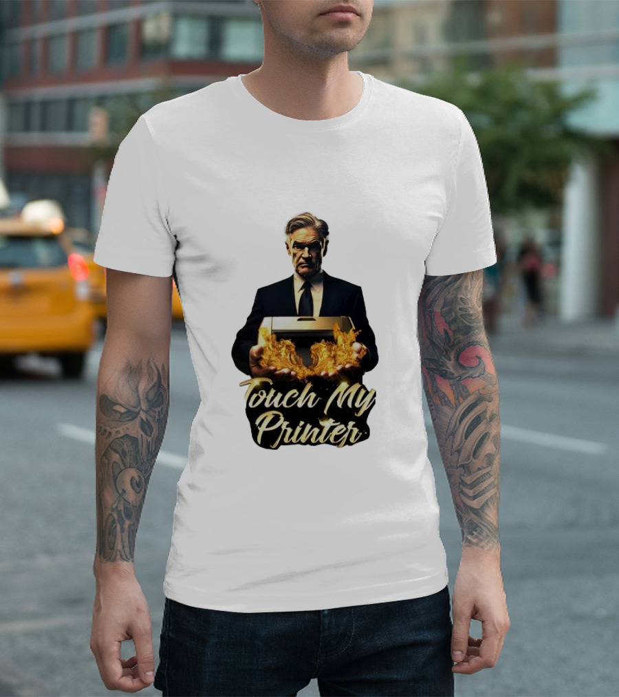 Jerome Powell Touch My Printer Flames Money T-Shirt
