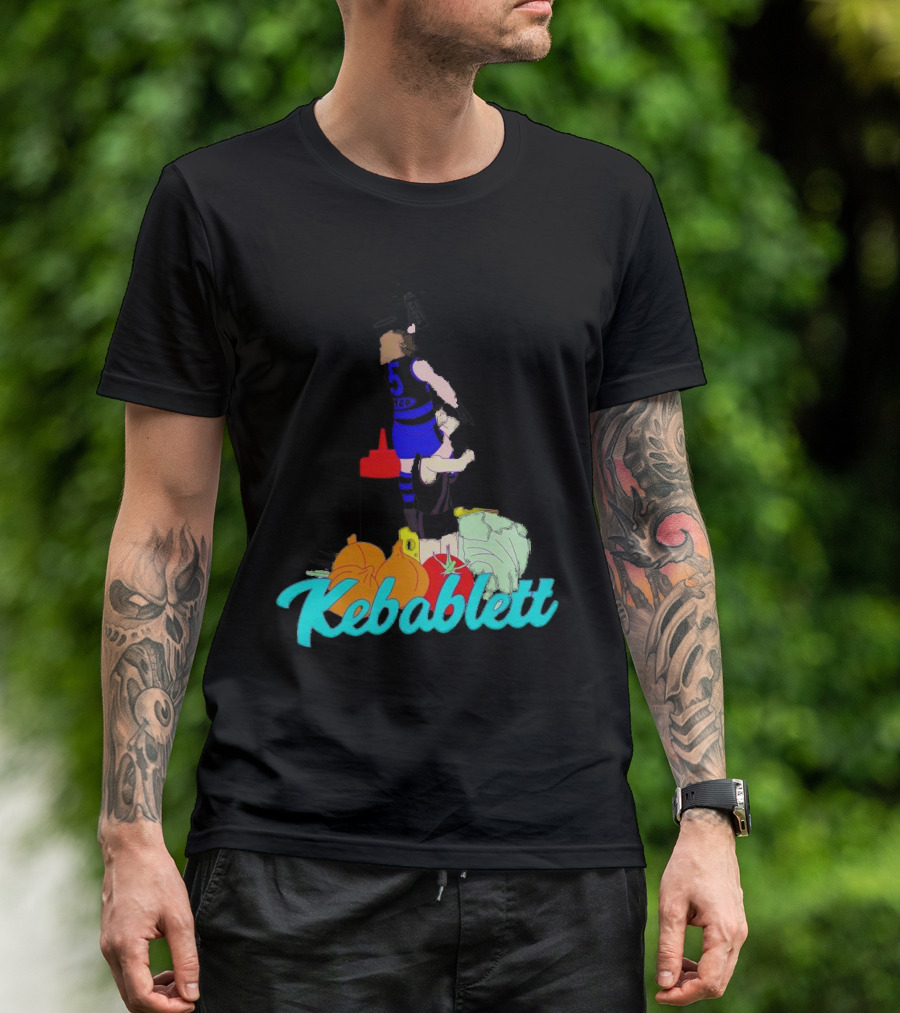Kebablett Jumping Sports Cartoon With Ingredients T-Shirt