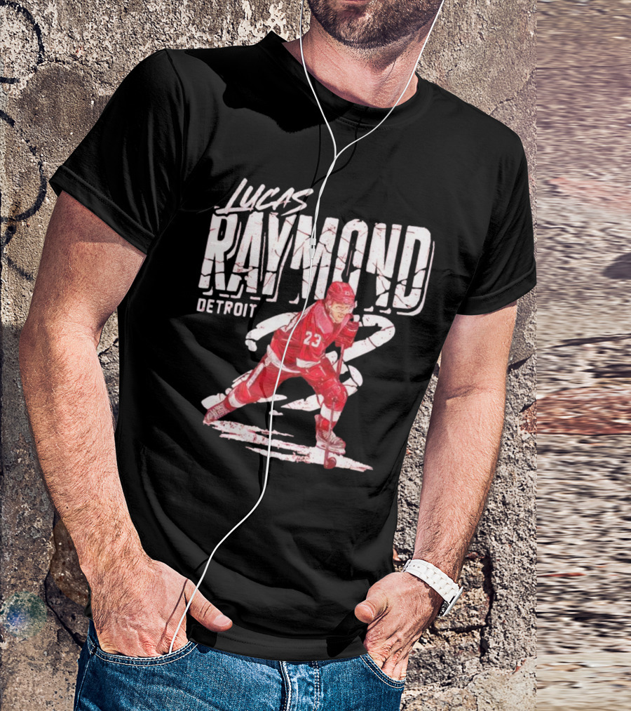 Lucas Raymond Detroit Hockey Player 23 Dynamic Action T-Shirt