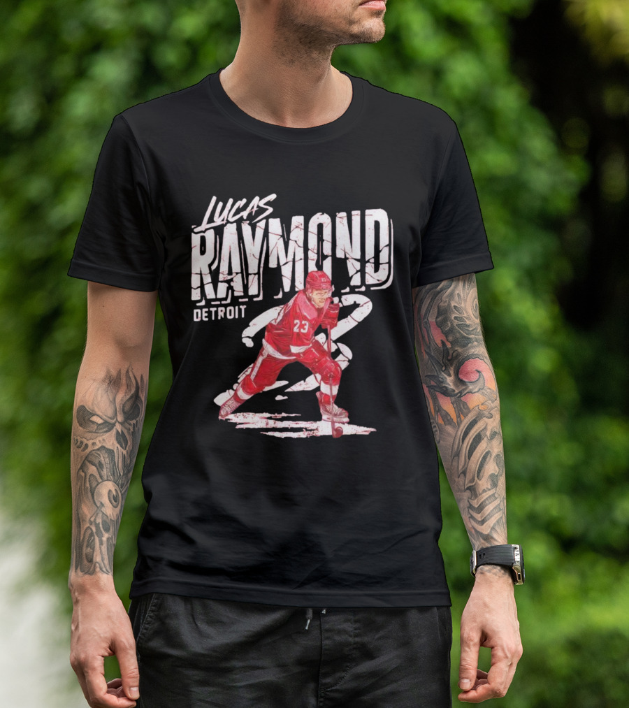 Lucas Raymond Detroit Hockey Player 23 Dynamic Action T-Shirt