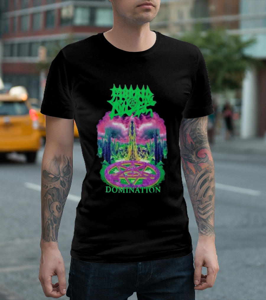 Morbid Angel Domination Pentagram Psychedelic Landscape Iconic T-Shirt