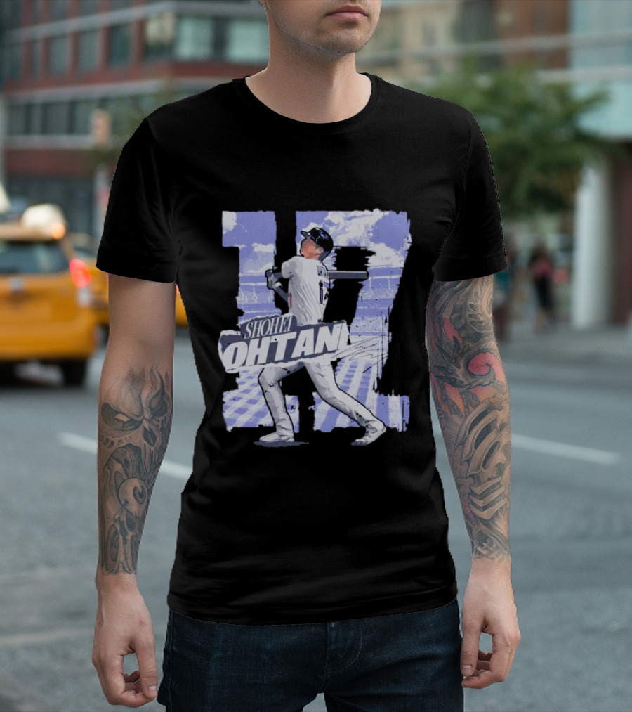 Shohei Ohtani Baseball Cartoon 17 Signature T-Shirt