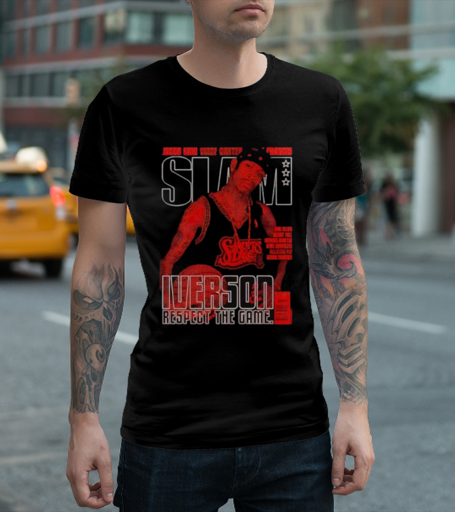 Slam Magazine Allen Iverson Sixers Respect The Game Mural T-Shirt