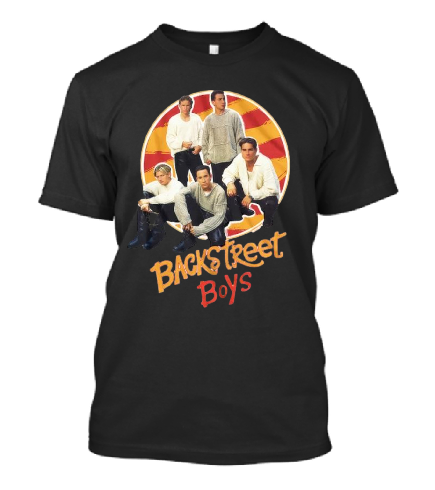 Backstreet Boys Striped Circle Group Image T-Shirt