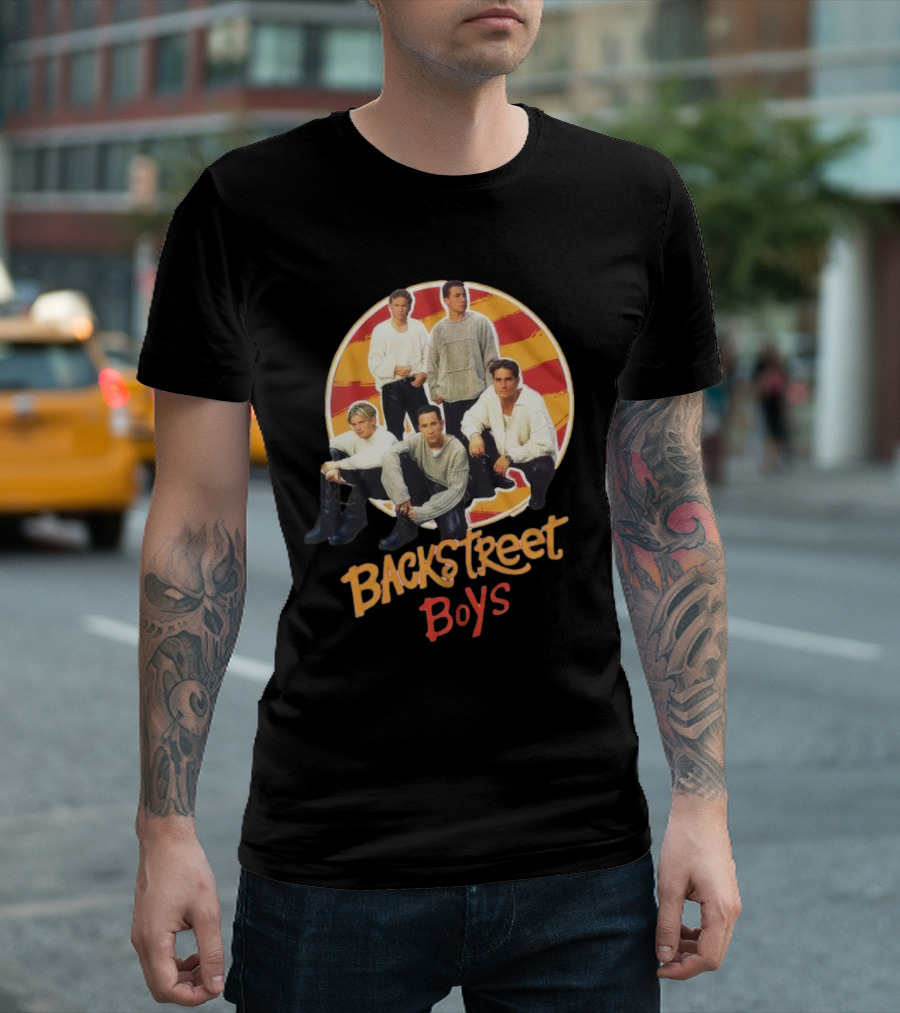 Backstreet Boys Striped Circle Group Image T-Shirt