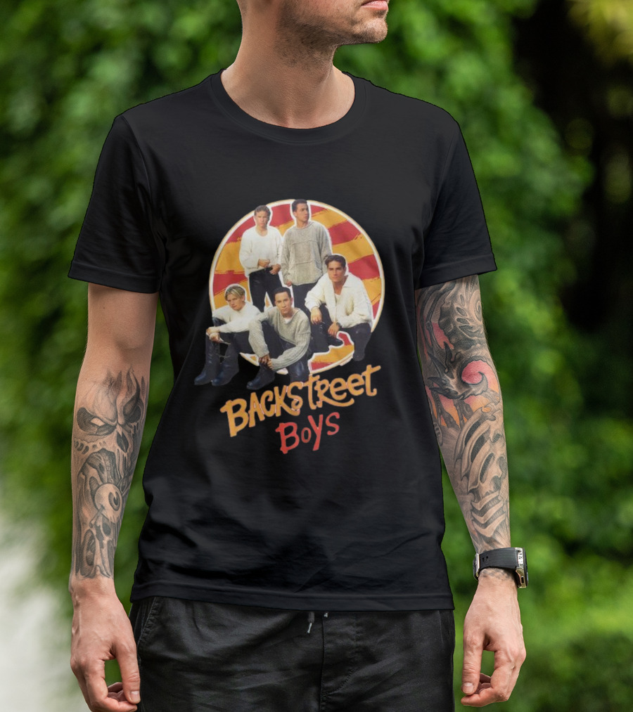 Backstreet Boys Striped Circle Group Image T-Shirt