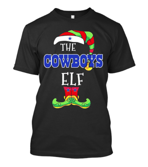 The Cowboys Elf Christmas Holiday Hat And Boots T-Shirt
