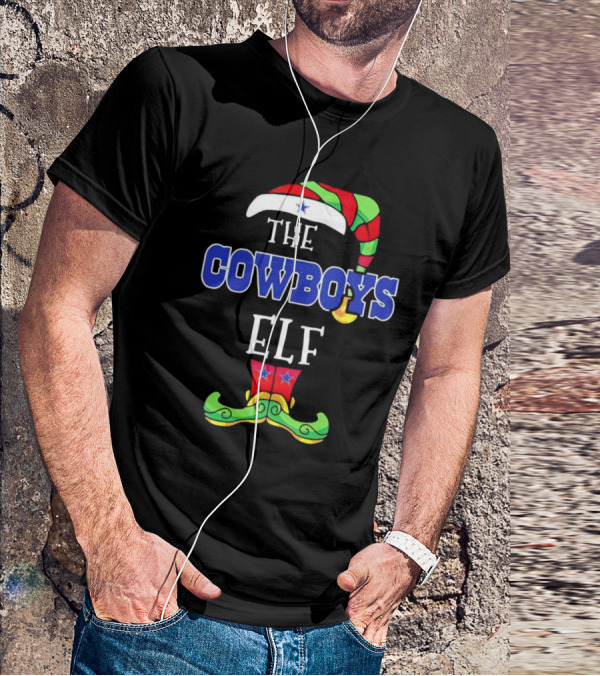 The Cowboys Elf Christmas Holiday Hat And Boots T-Shirt