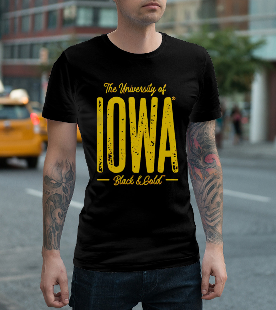 University of Iowa Black and Gold IOWA T-Shirt