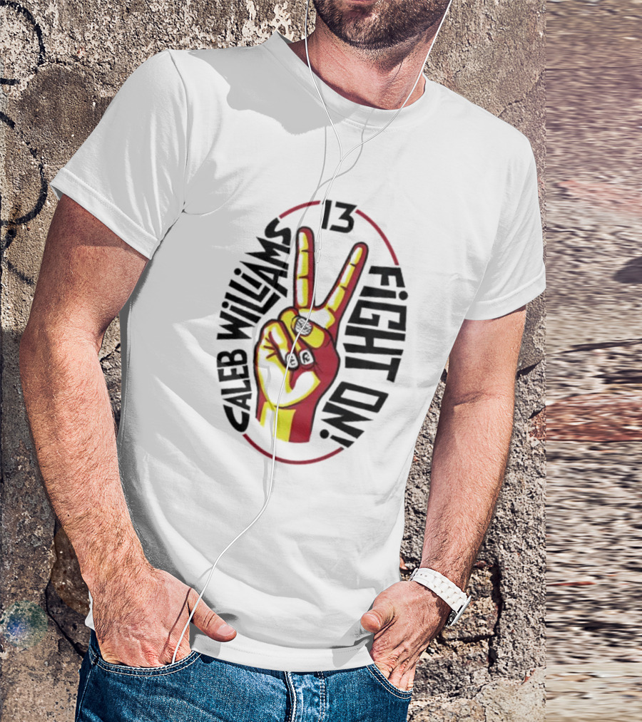 Caleb Williams 13 Fight On USC Trojans Peace Sign T-Shirt