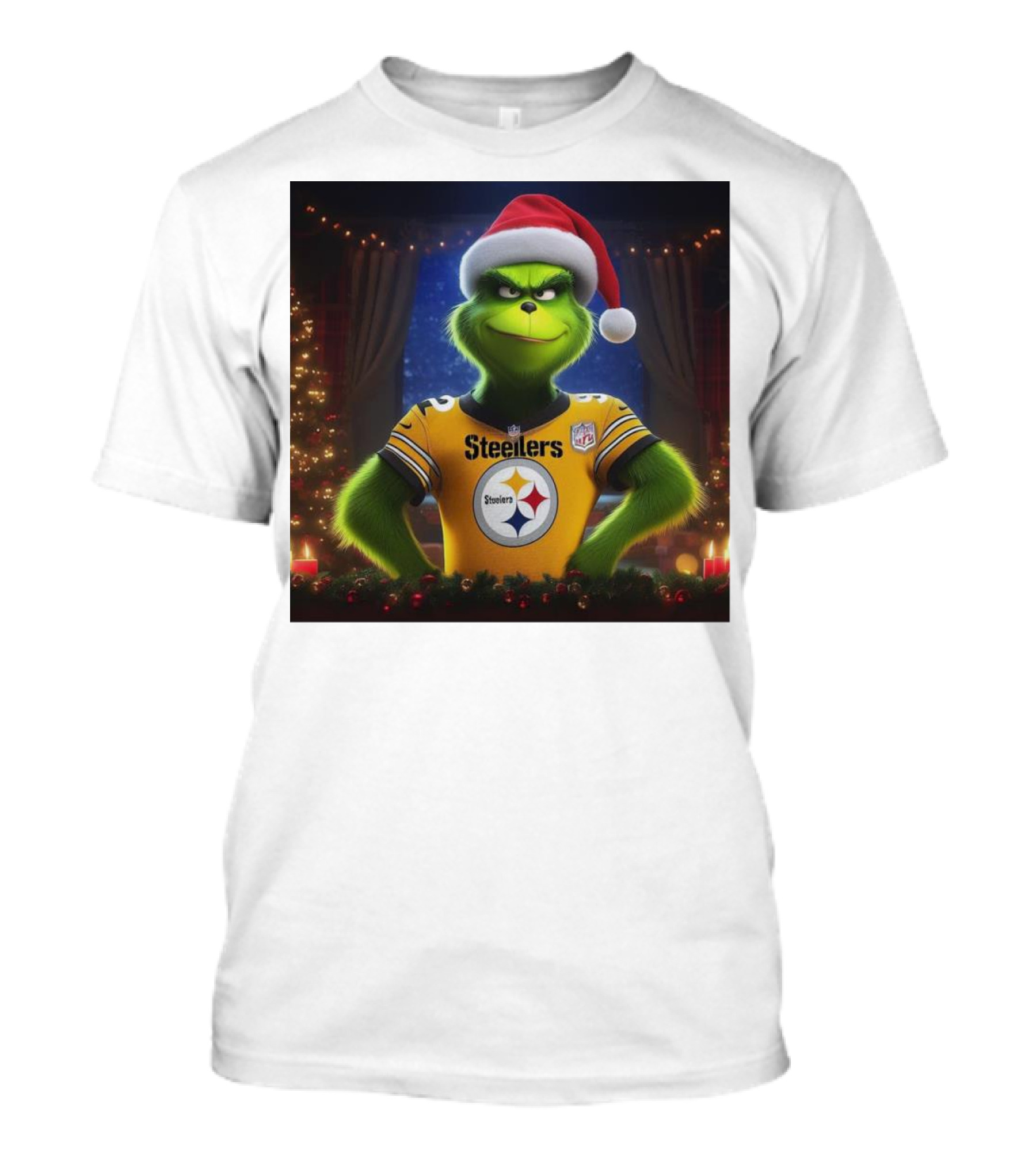 Grinch Steelers Christmas NFL Festive Scene T-Shirt