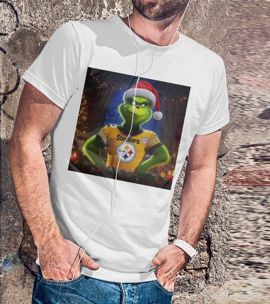 Grinch Steelers Christmas NFL Festive Scene T-Shirt