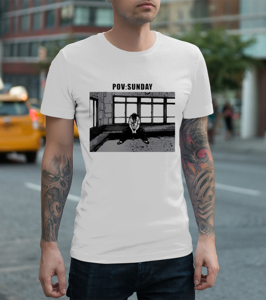 POV Sunday Manga Style Sit Alone Scene T-Shirt