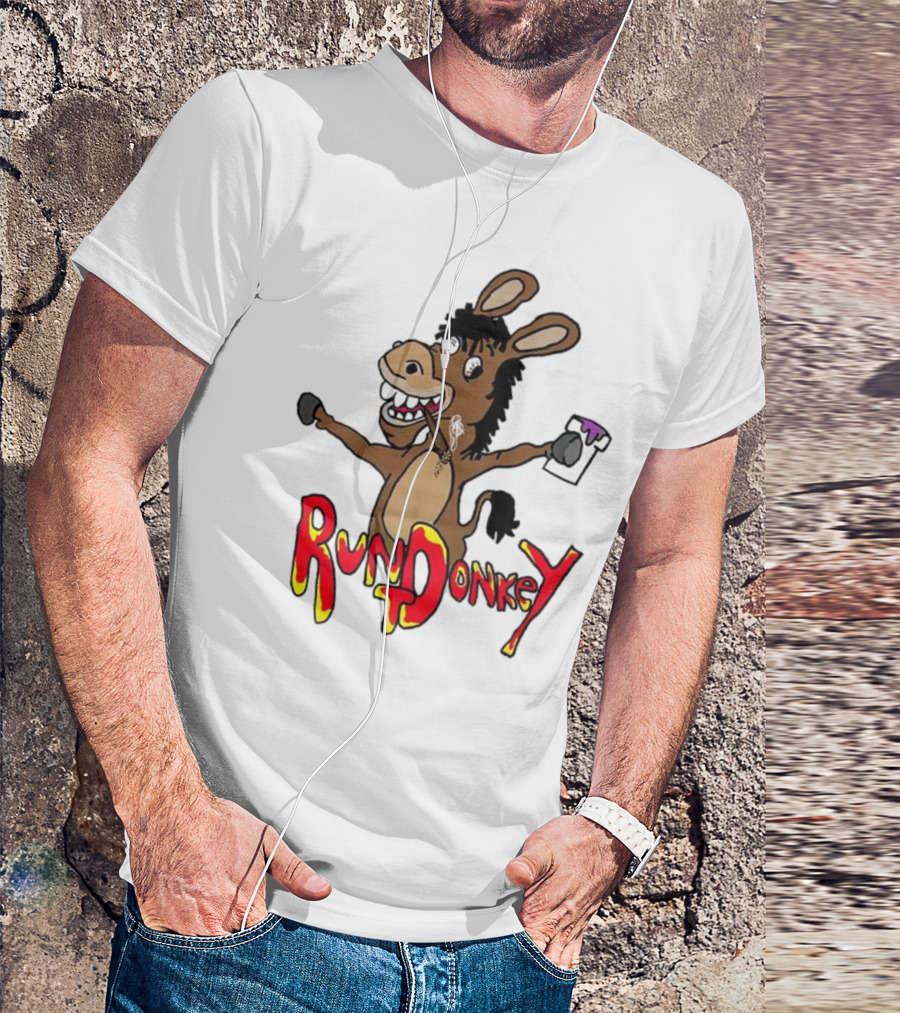 Runt Donkey Parody With Cartoon Donkey Holding Bell And Rockstar T-Shirt