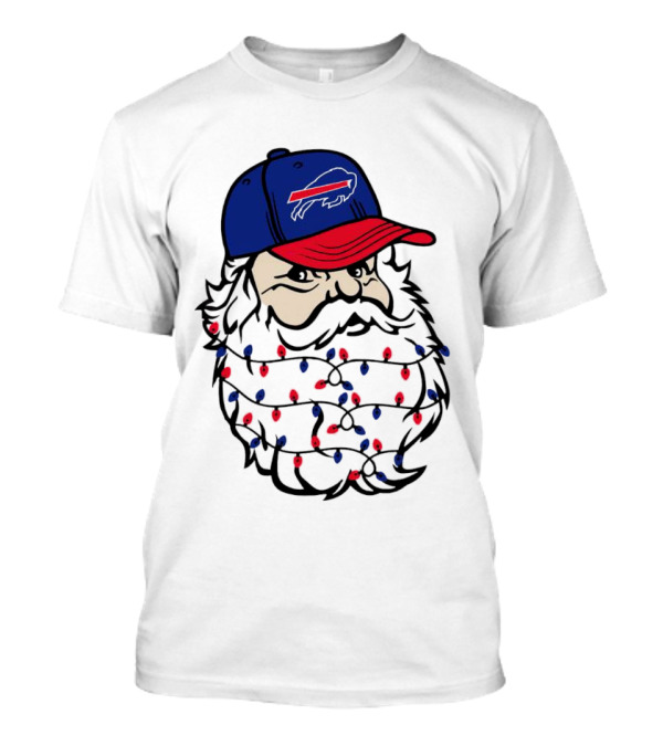 Santa Buffalo Bills Christmas Lights Beard Football T-Shirt