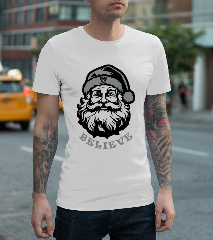 Las Vegas Raiders Santa Claus Believe Christmas T-Shirt