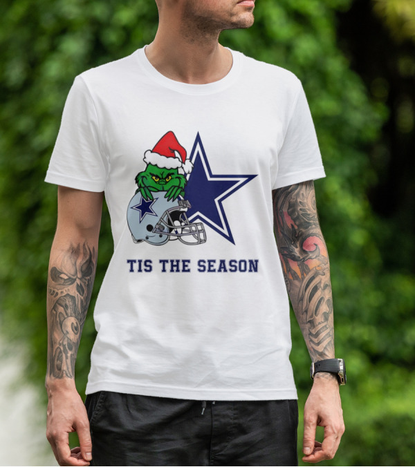 Santa Grinch Dallas Cowboys Tis The Season Christmas T-Shirt