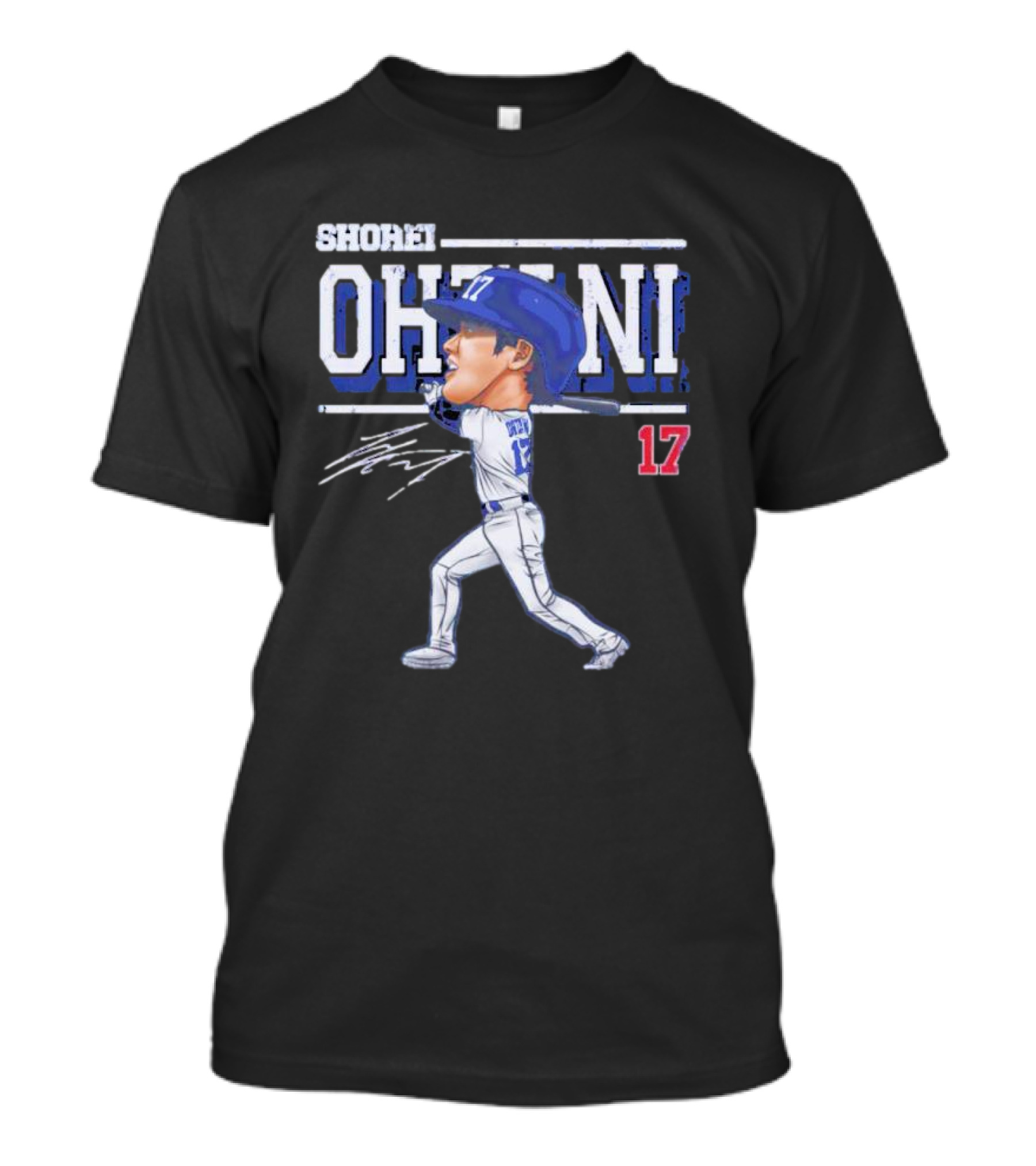 Shohei Ohtani Cartoon Signature 17 Batter Baseball T-Shirt