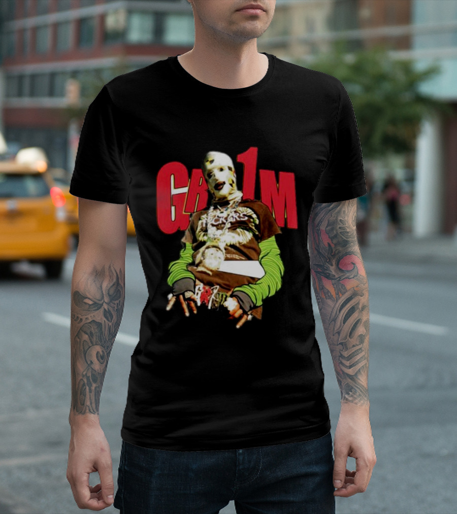 AWGE Grim Masked Figure With Layers And Skeleton Hands T-Shirt