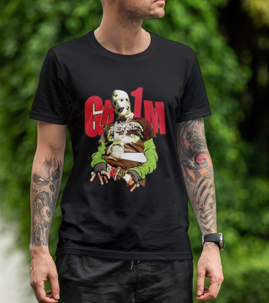 AWGE Grim Masked Figure With Layers And Skeleton Hands T-Shirt
