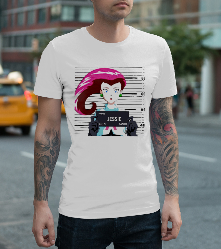 Jessie Mugshot Team Rocket Pokemon Anime T-Shirt