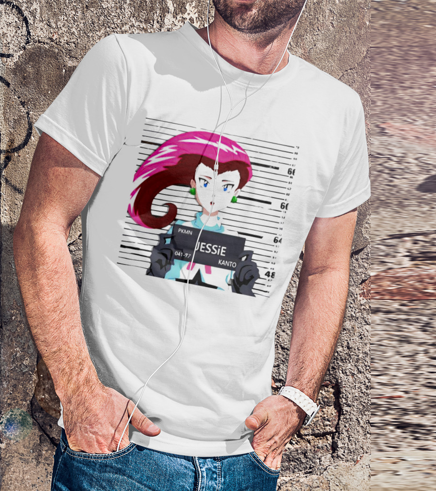 Jessie Mugshot Team Rocket Pokemon Anime T-Shirt
