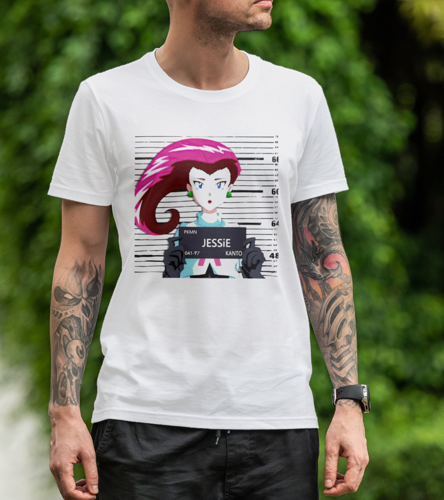 Jessie Mugshot Team Rocket Pokemon Anime T-Shirt