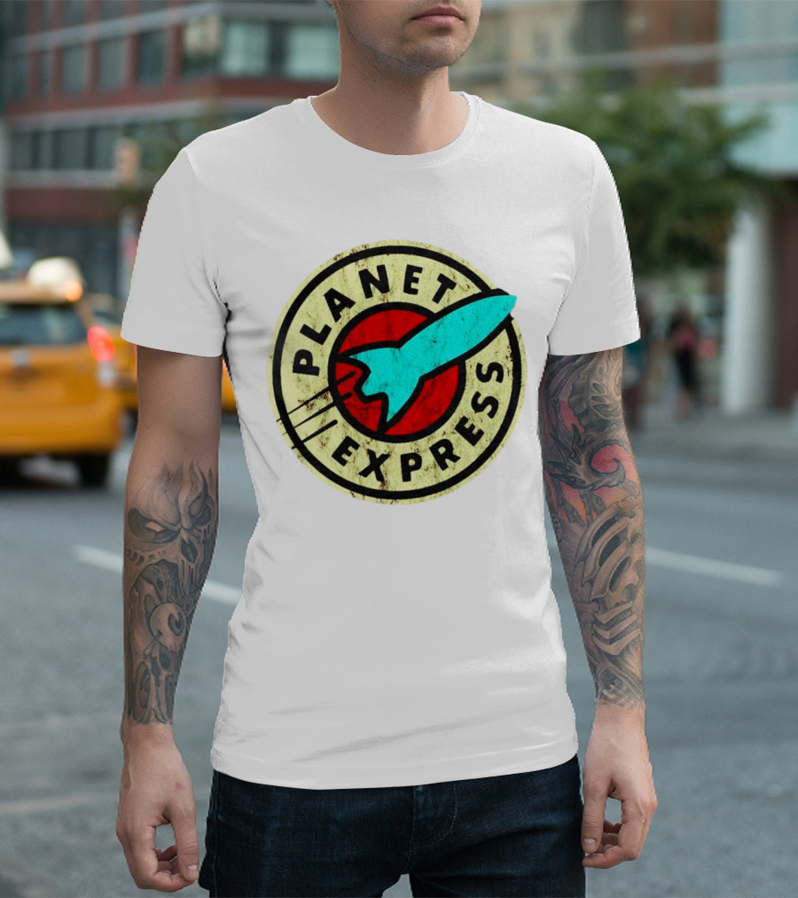 Retro Planet Express Rocket Emblem T-Shirt