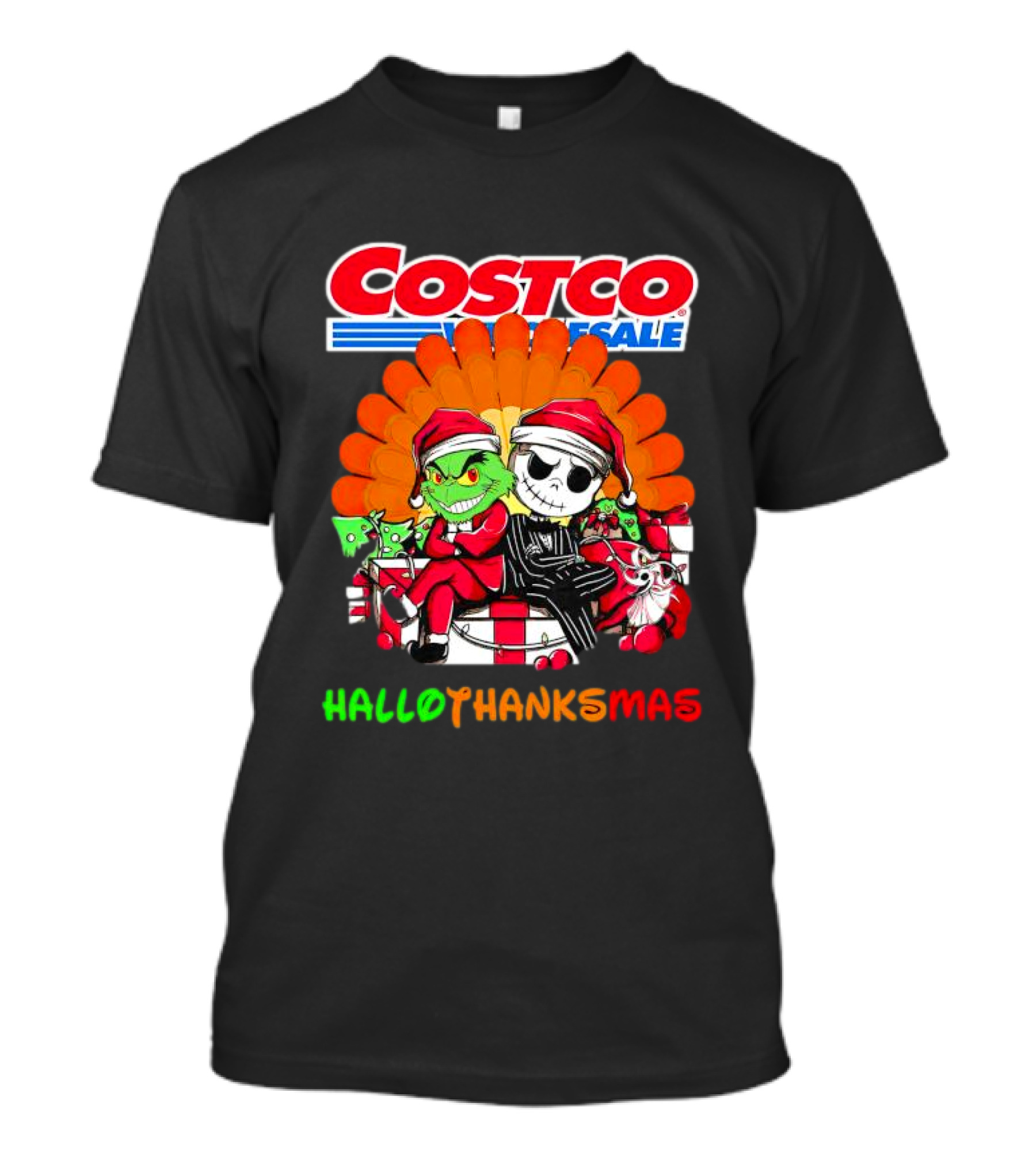 Costco Wholesale Grinch And Jack Skellington HalloThanksMas T-Shirt