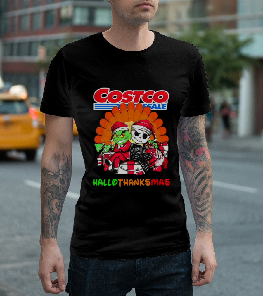 Costco Wholesale Grinch And Jack Skellington HalloThanksMas T-Shirt
