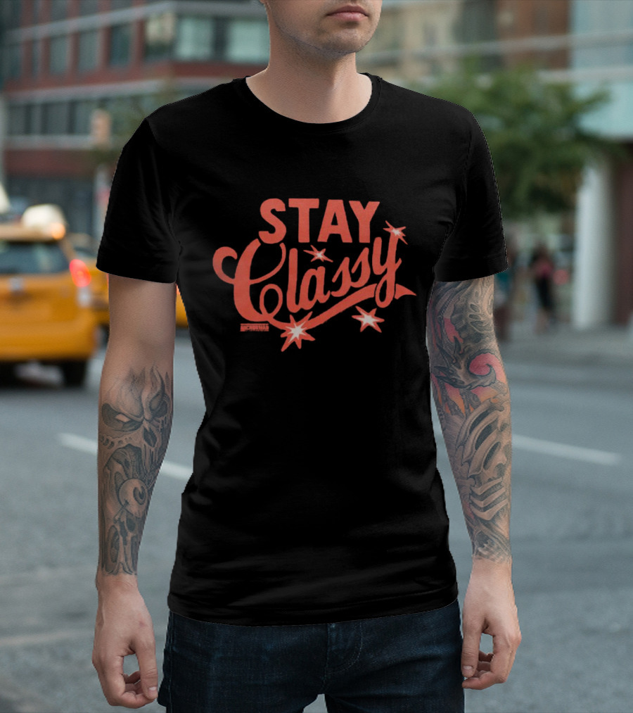 Anchorman Stay Classy Red Text with Stars T-Shirt