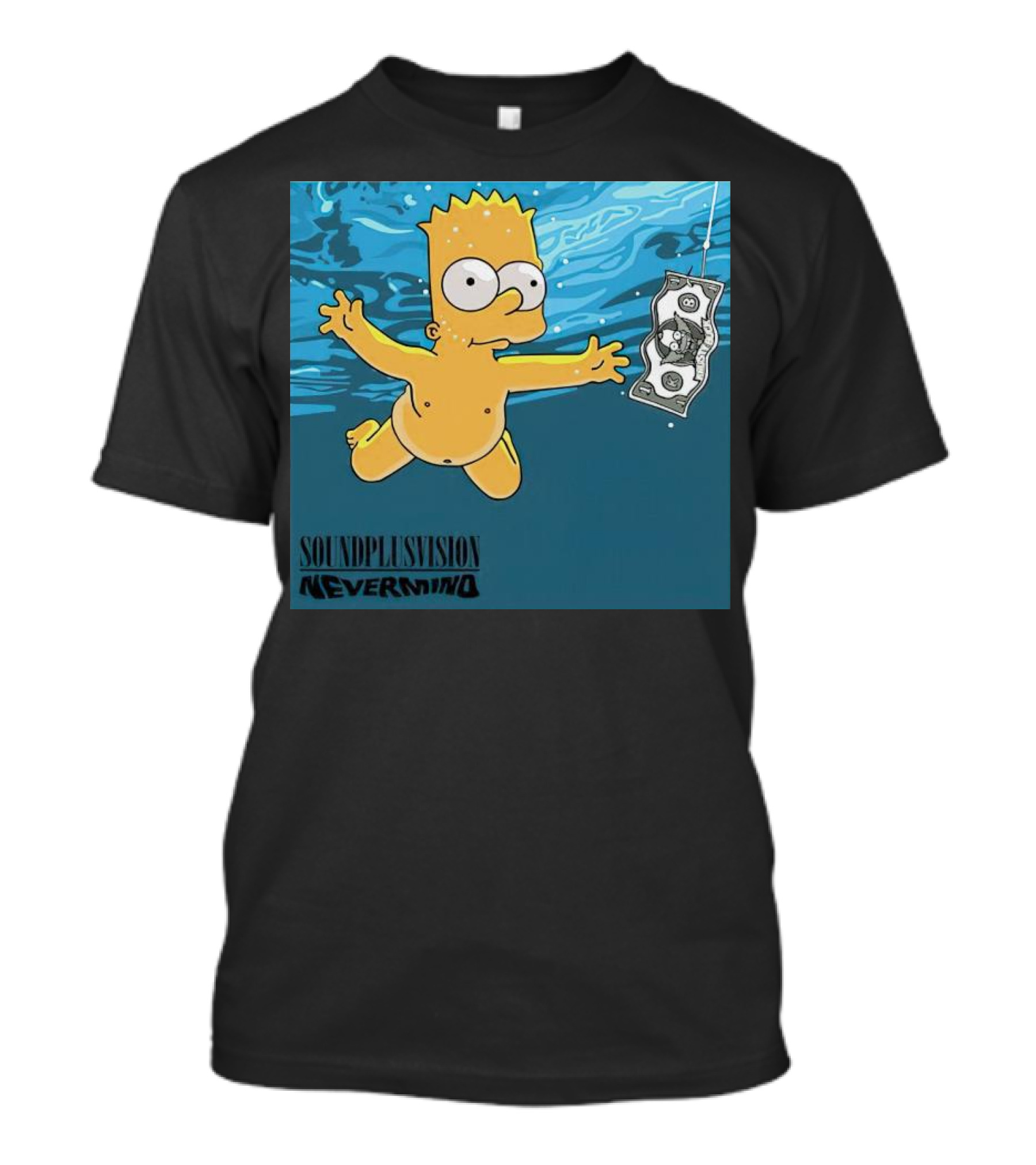SOUNDPLUSVISION NEVERMIND Bart Simpson Dollar Bill T-Shirt