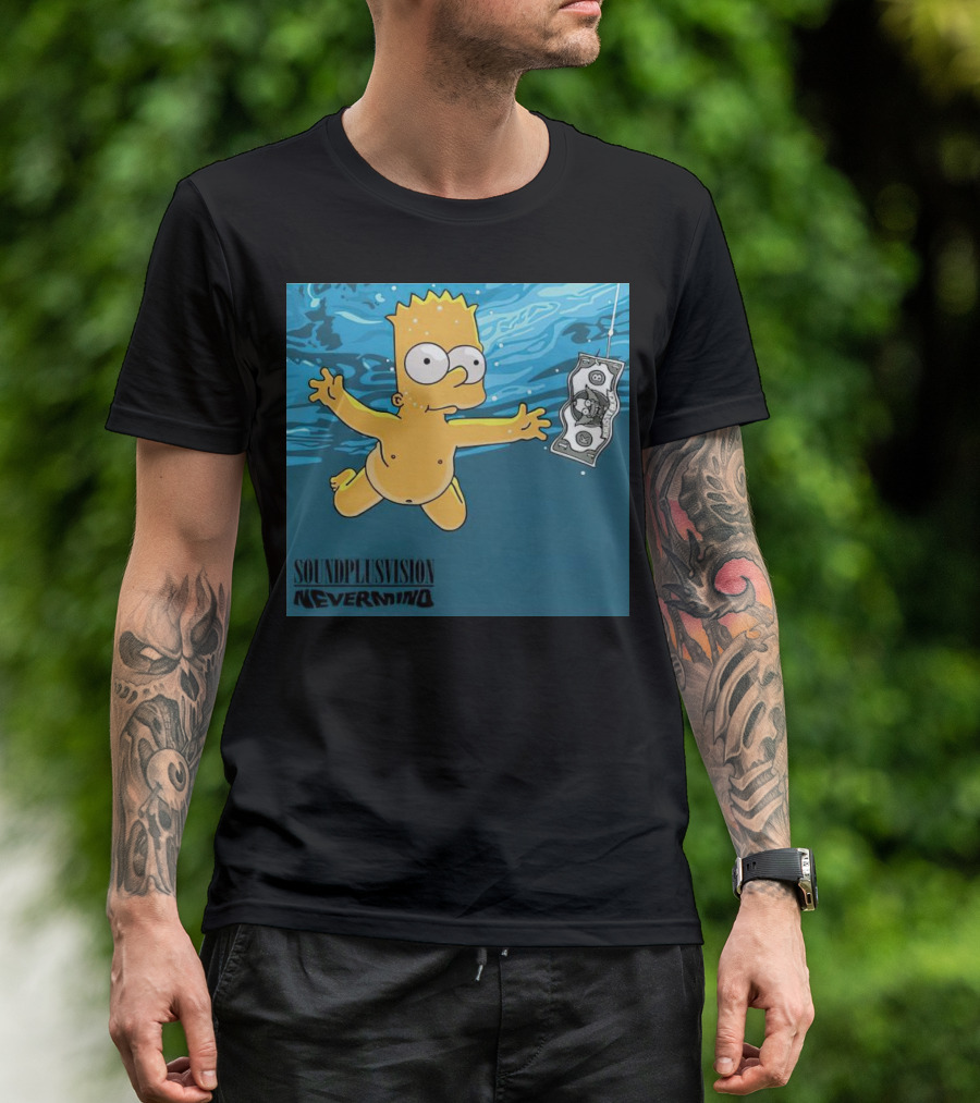 SOUNDPLUSVISION NEVERMIND Bart Simpson Dollar Bill T-Shirt