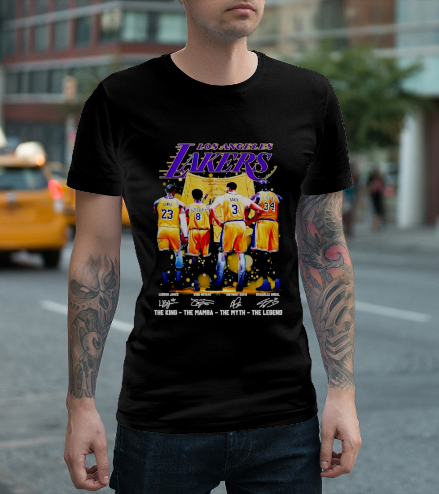 Los Angeles Lakers LeBron James Kobe Bryant Anthony Davis Shaquille O'Neal The King The Mamba The Myth The Legend T-Shirt