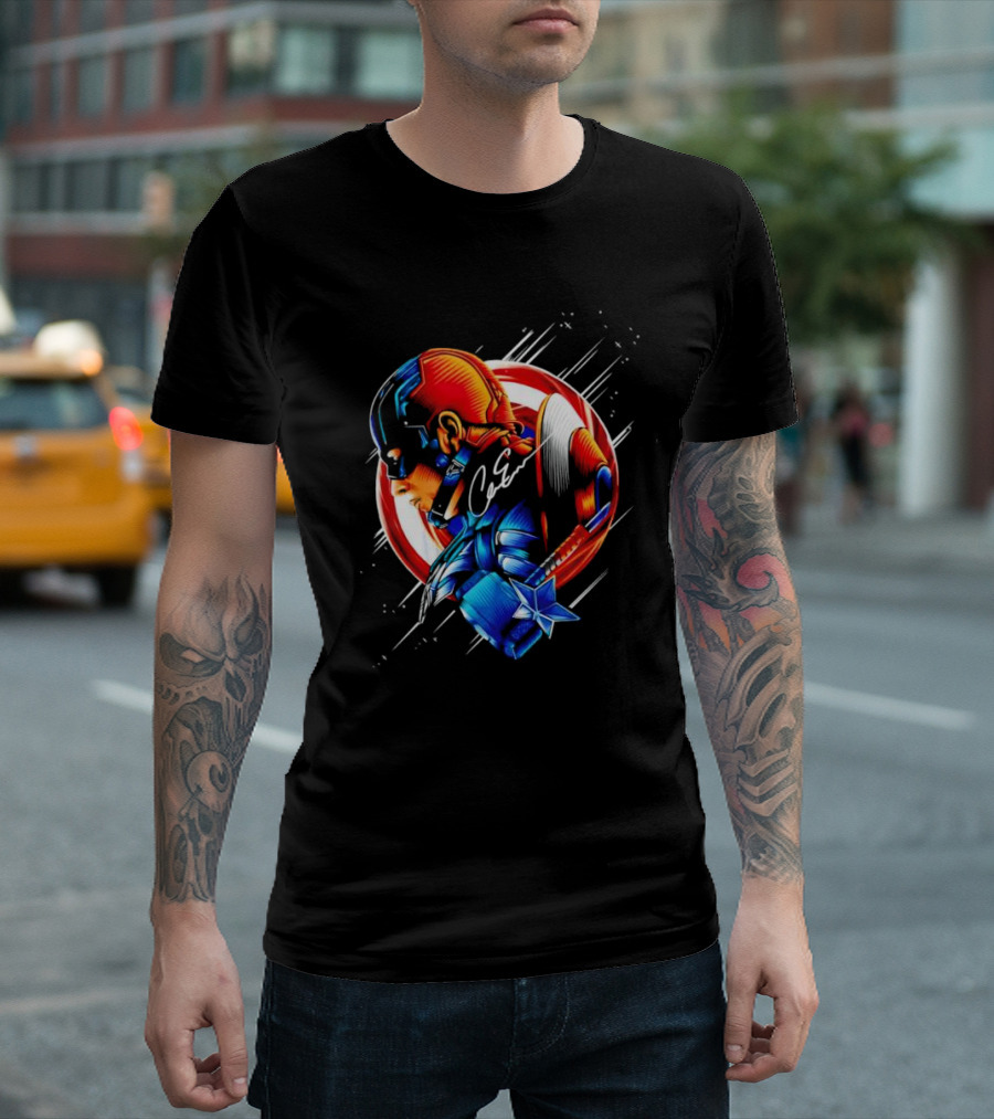 Captain America Profile with Shield Signature T-Shirt