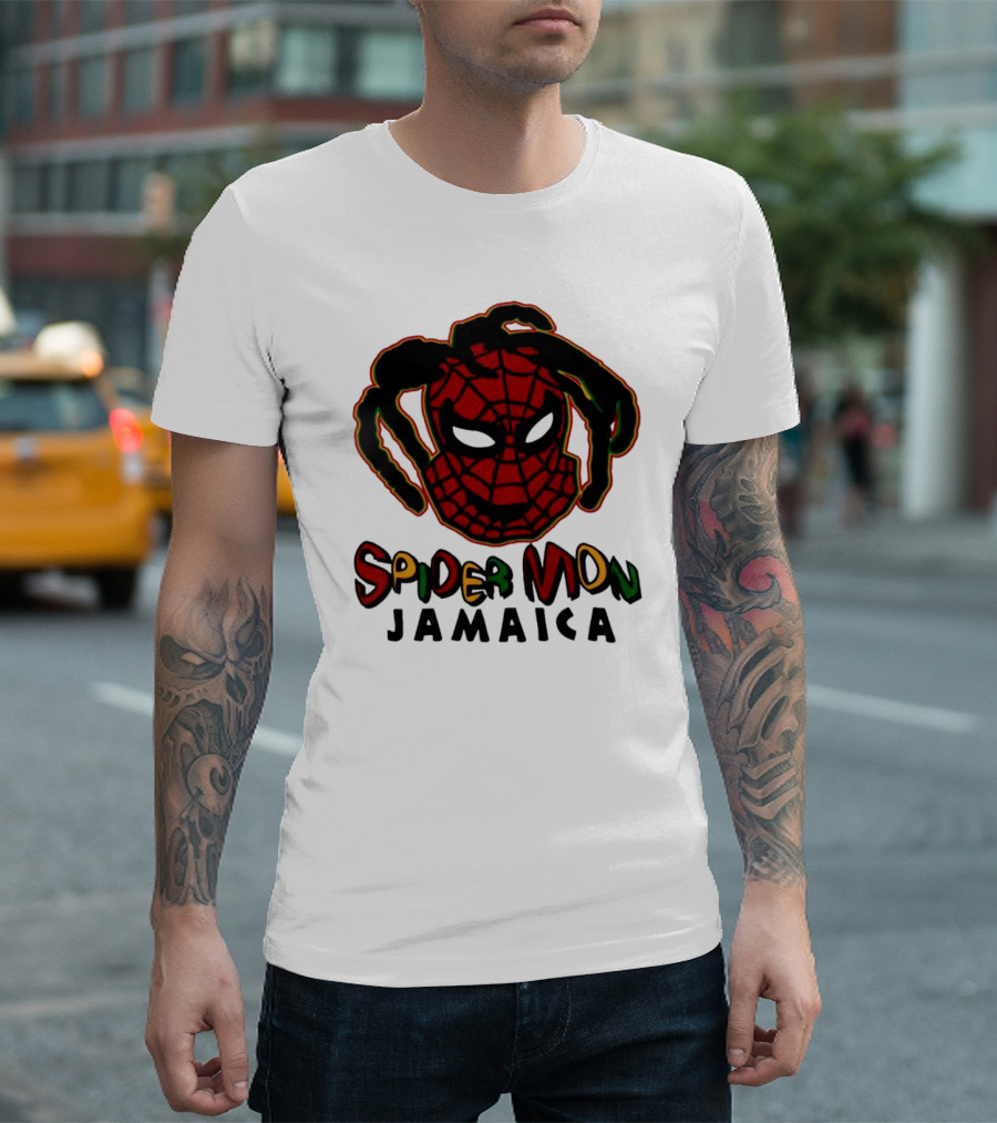 Spider Mon Jamaica Rasta Colors Face T-Shirt