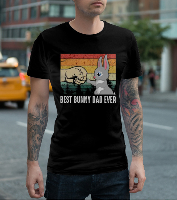 BEST BUNNY DAD EVER Vintage Fist Bump With Rabbit T-Shirt