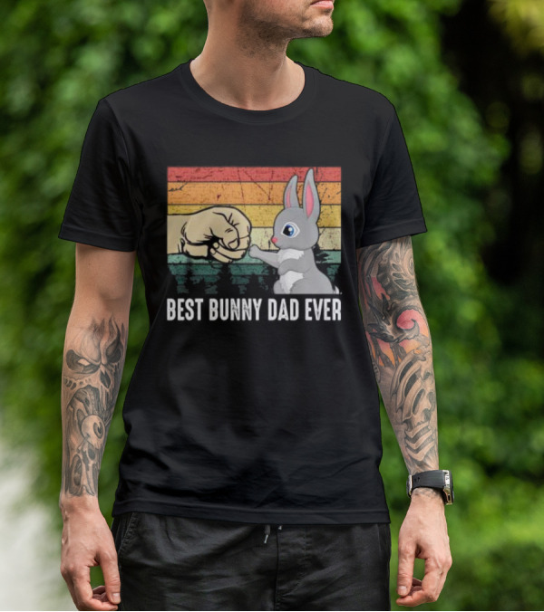 BEST BUNNY DAD EVER Vintage Fist Bump With Rabbit T-Shirt