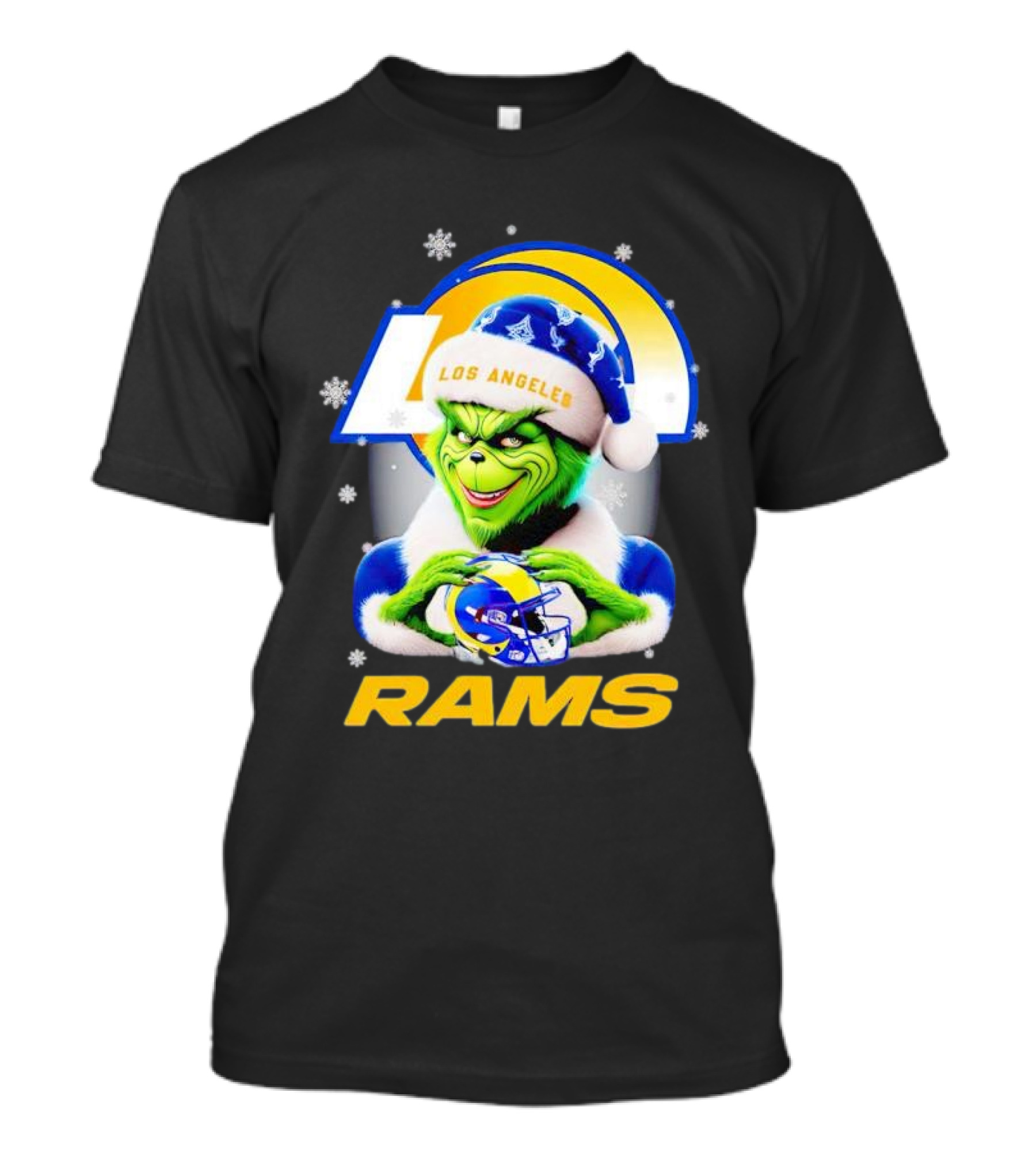 Los Angeles Rams Christmas Grinch Holding Helmet T-Shirt